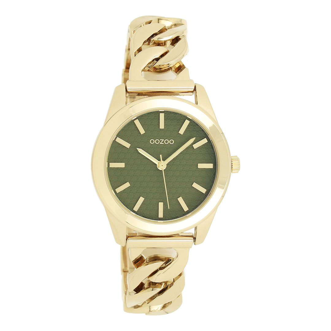 Gold coloured OOZOO watch with petit chain bracelet - C11421