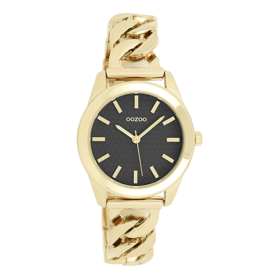 Gold coloured OOZOO watch with petit chain bracelet - C11422