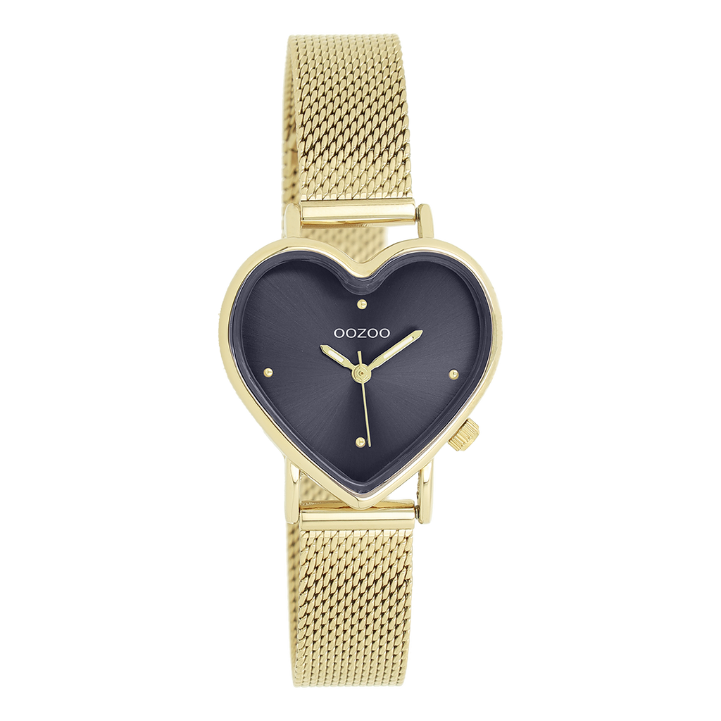 Gold coloured OOZOO watch with metal mesh bracelet - C11446