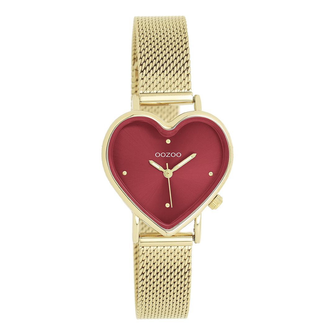 Gold coloured OOZOO watch with metal mesh bracelet - C11453