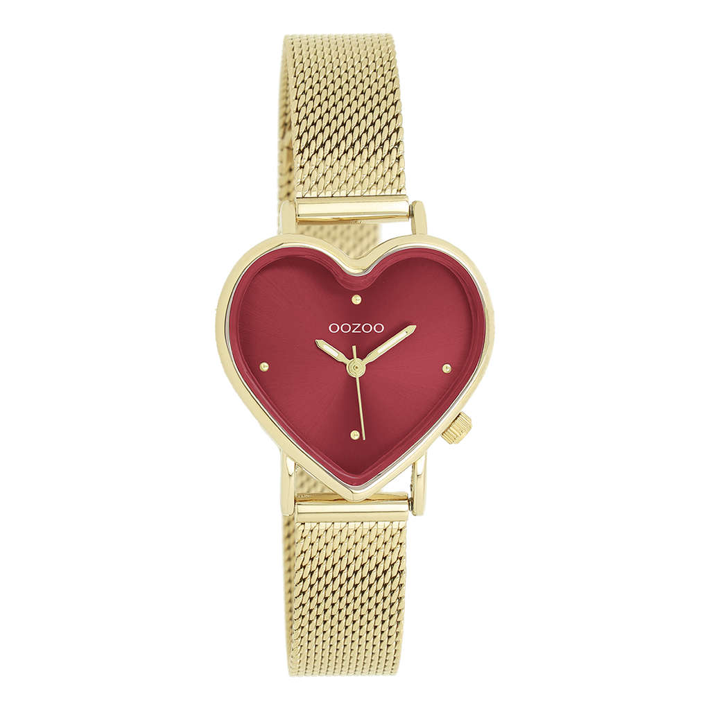 Gold coloured OOZOO watch with metal mesh bracelet - C11453