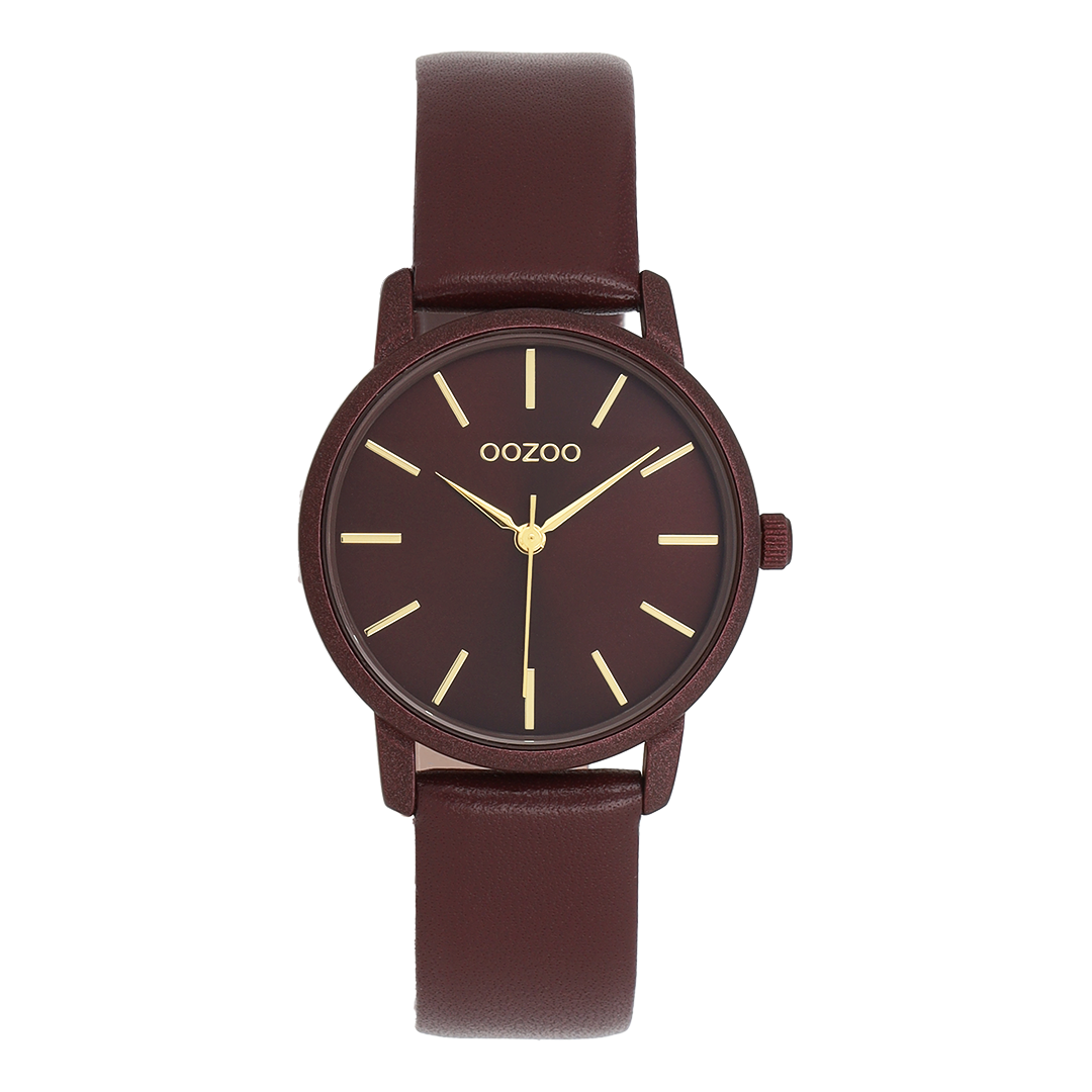 Burgundy OOZOO watch with bordeaux leather strap - C11734