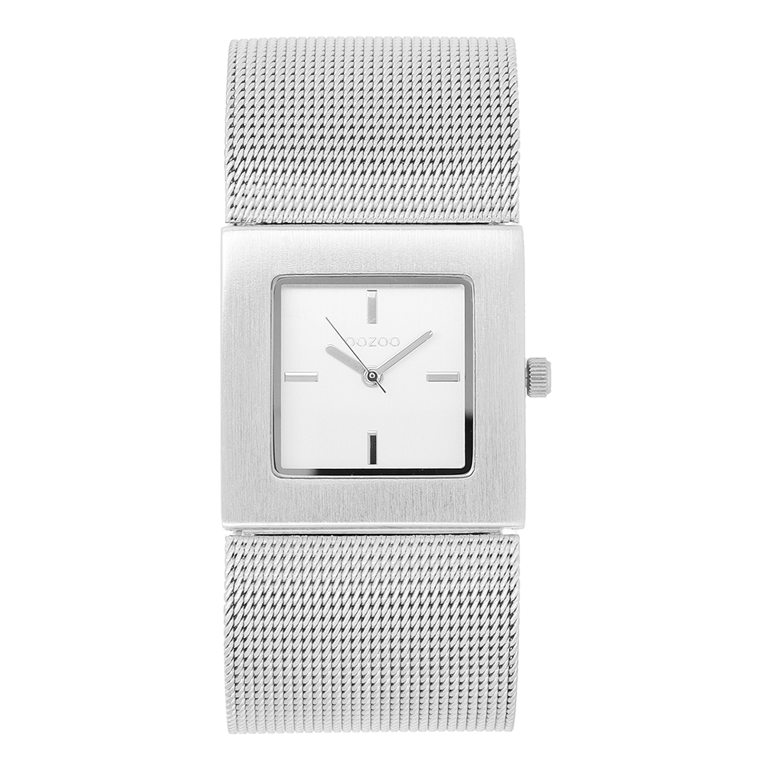 OOZOO Montre en couleur argent avec bracelet en mesh en couleur argent - C2001