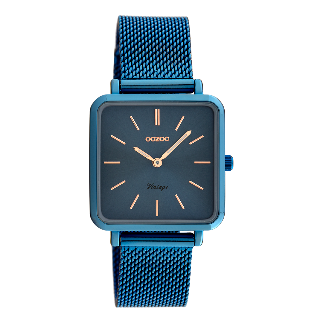 Blue OOZOO watch with metal mesh bracelet - C20012