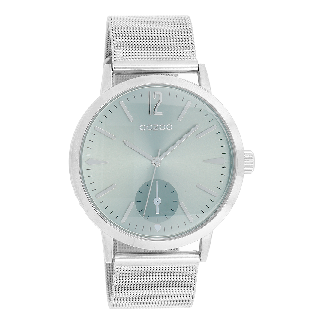 Silver coloured OOZOO watch with metal mesh bracelet - C8611