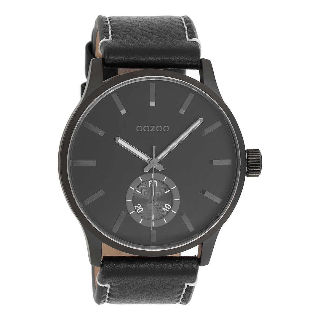 Black OOZOO watch with leather strap - C9084