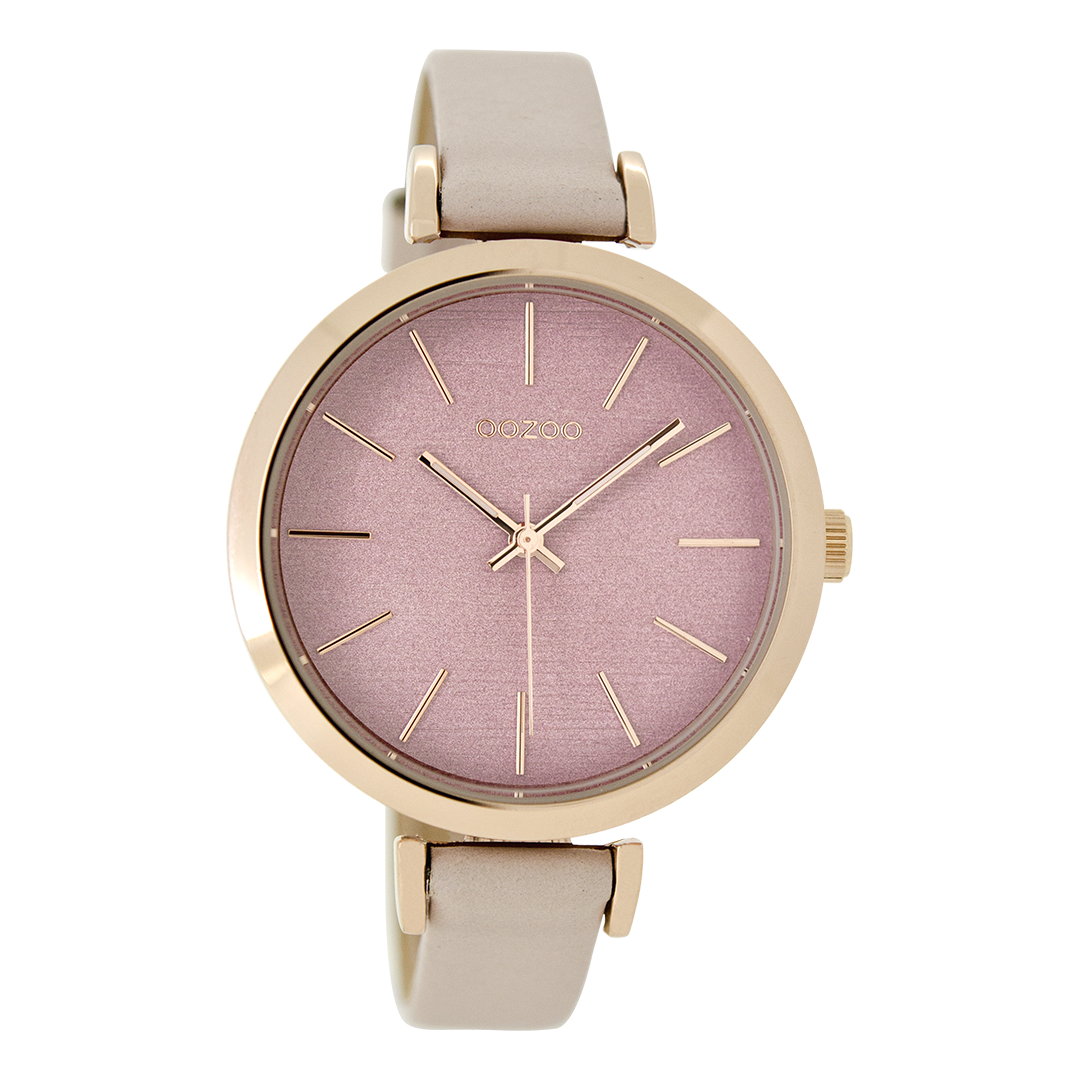 Rose gold coloured OOZOO watch with powder pink leather strap - C9136