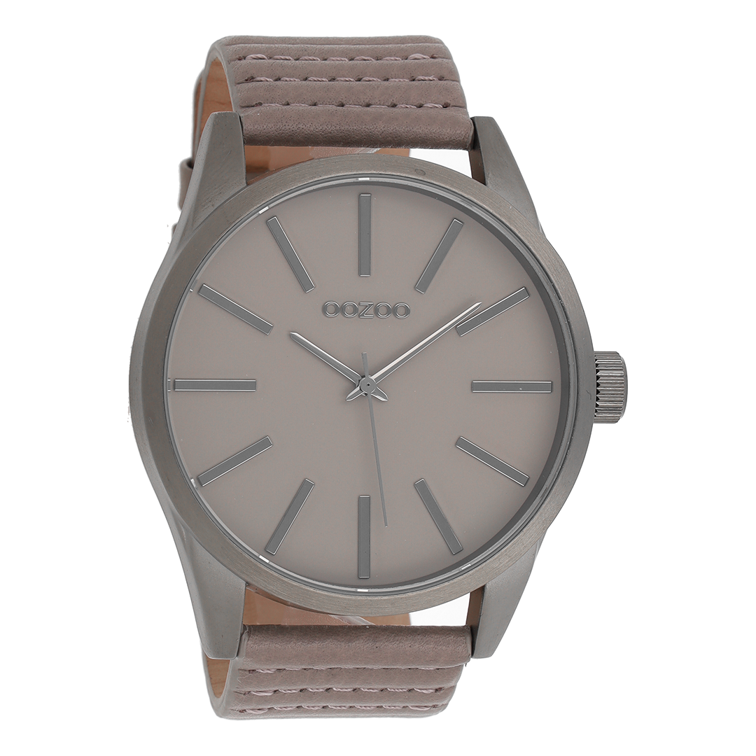 Titanium OOZOO watch with taupe leather strap - C9411