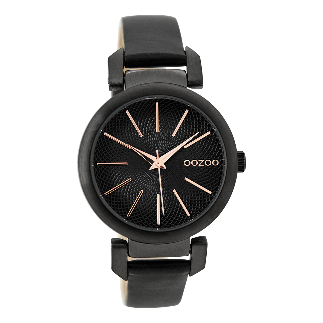 Black OOZOO watch with leather strap - C9489