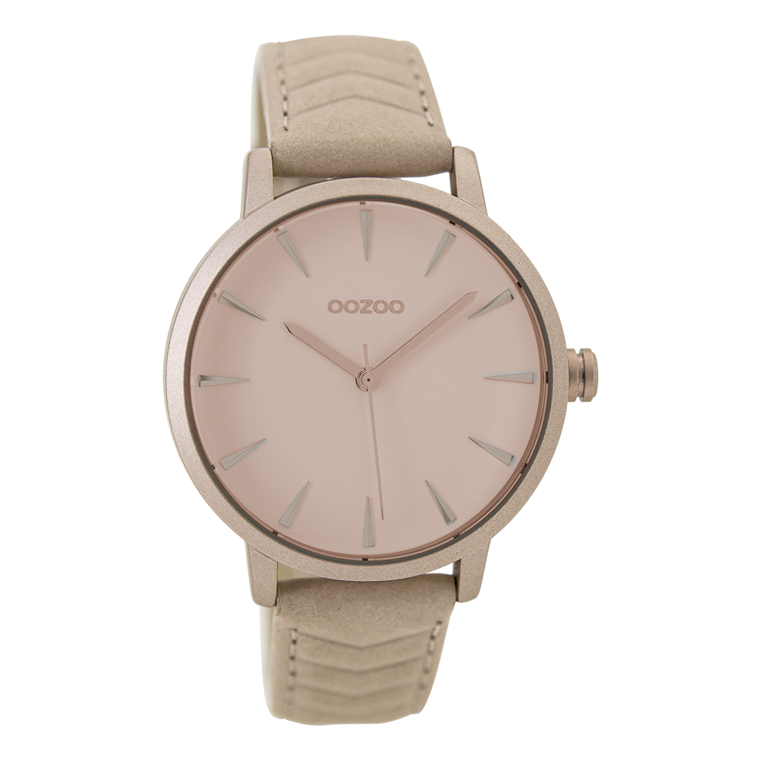 Pink grey OOZOO watch with leather strap - C9507