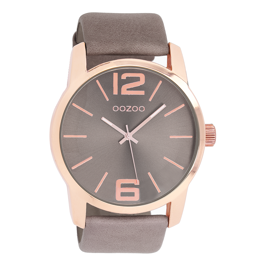 Rose gold coloured OOZOO watch with brown leather strap - C9733