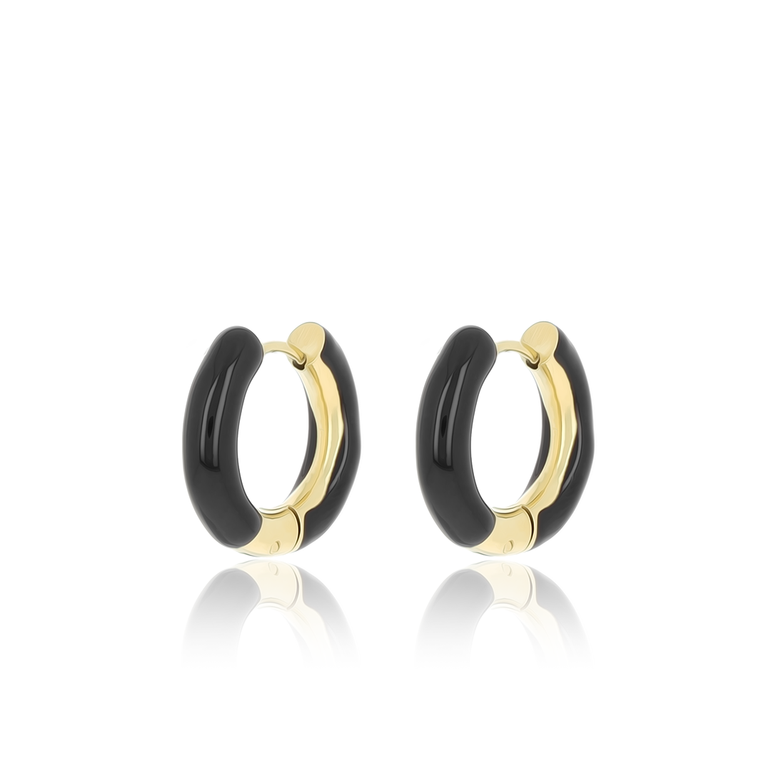 Gold/black coloured hoop earrings