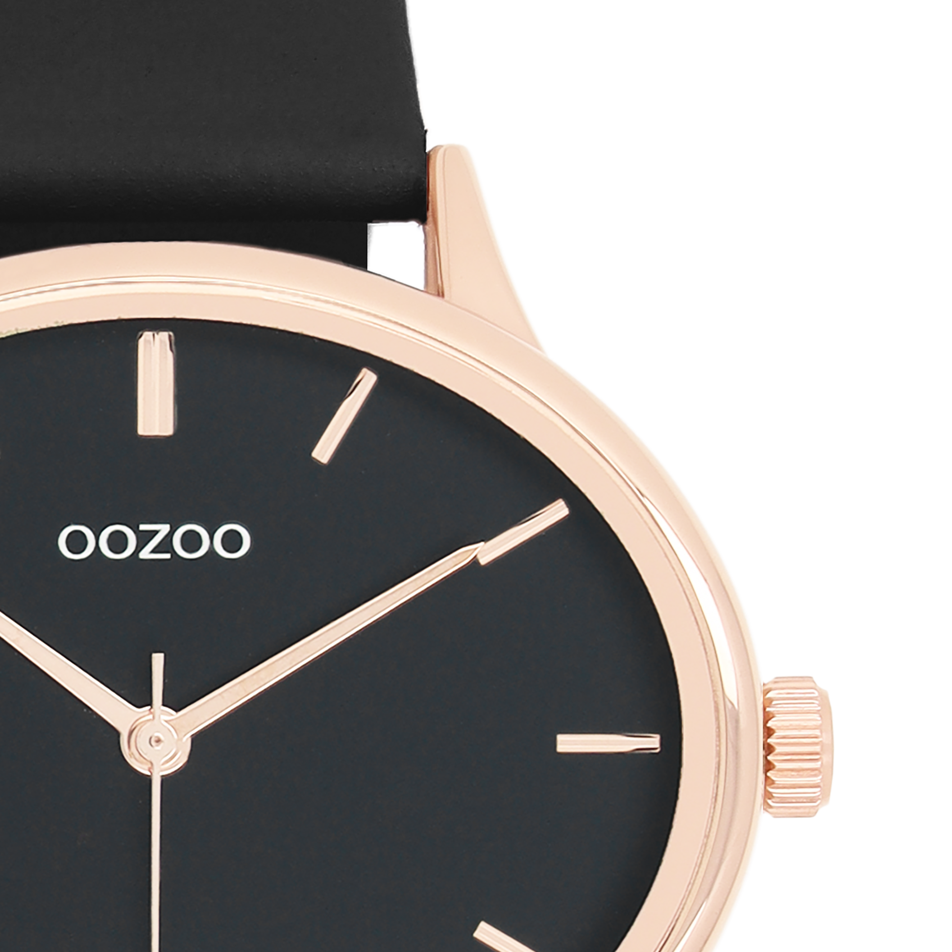 Rose gold coloured OOZOO watch with black leather strap C11054
