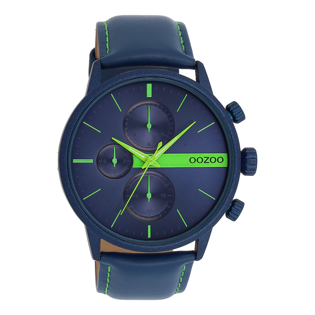 Blue OOZOO watch with leather strap - C11228