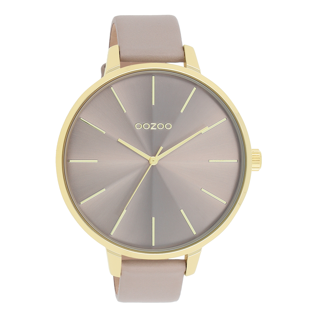 Gold coloured OOZOO watch with taupe leather strap C11256