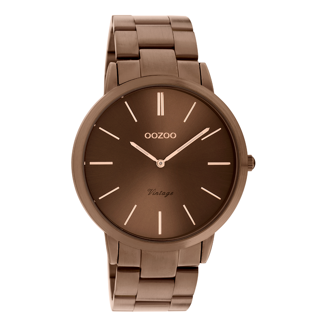 Brown OOZOO watch with brown stainless steel bracelet - C20103