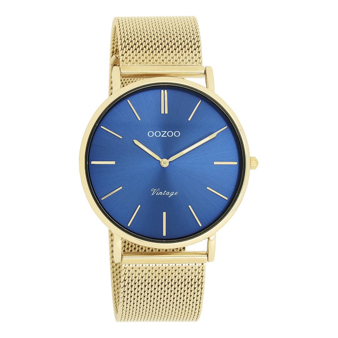 Gold coloured OOZOO watch with metal mesh bracelet - C20290