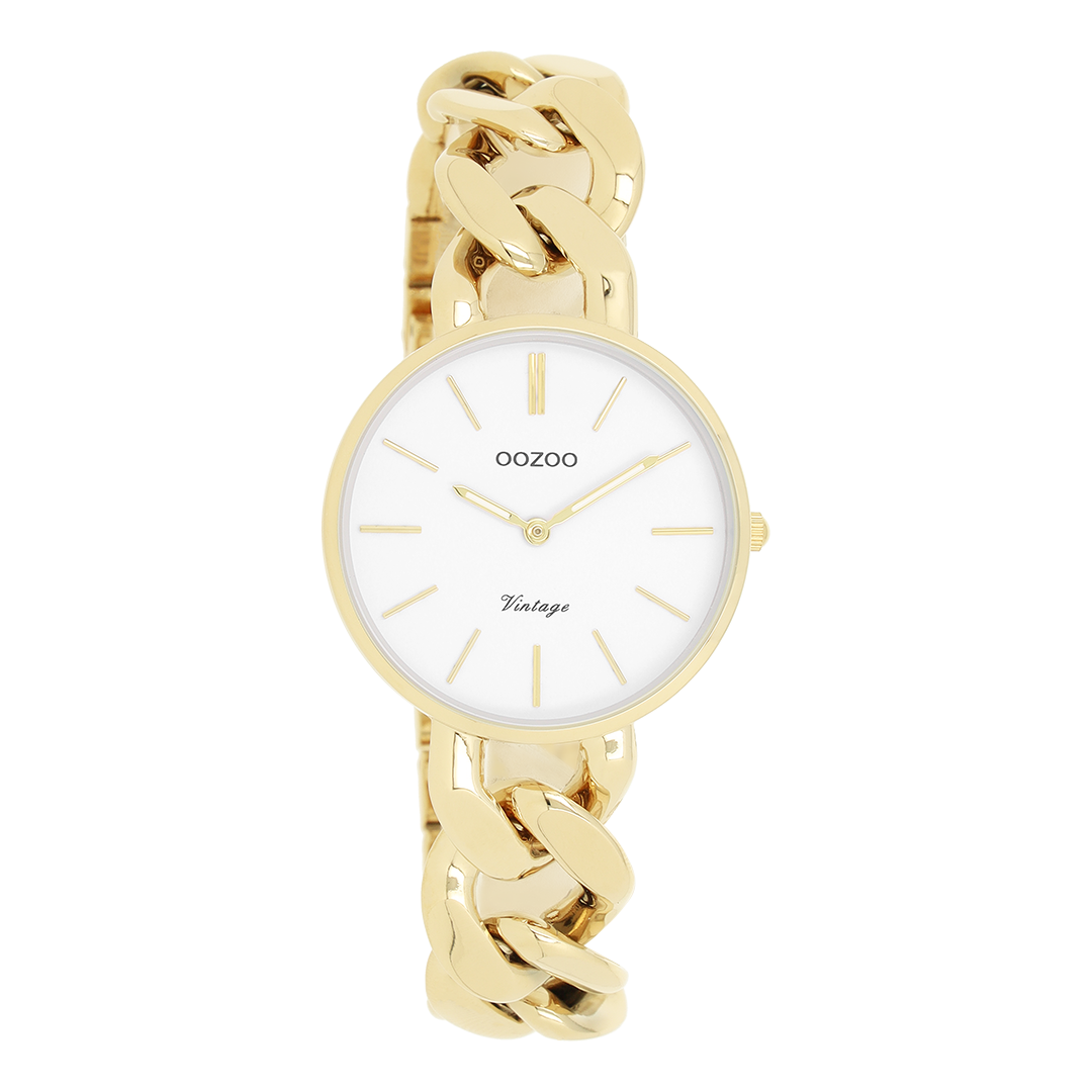 Gold coloured OOZOO watch with gold coloured chunky chain bracelet C20357