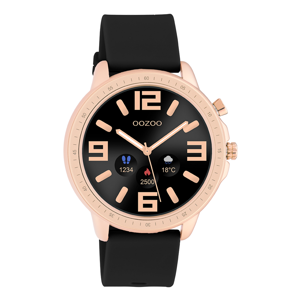 OOZOO Smartwatches Q00300 silver coloured watch black strap