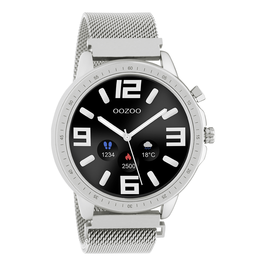 OOZOO Smartwatches Q00300 silver coloured watch black strap
